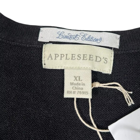 Limited Edition Appleseed's Womens Black Christmas Angels Cardigan Sweater Sz XL - Picture 10 of 16